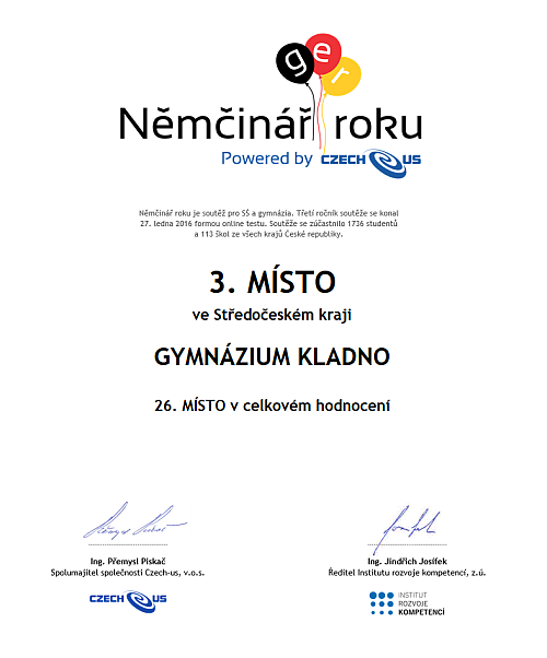 Certifikát – německý jazyk